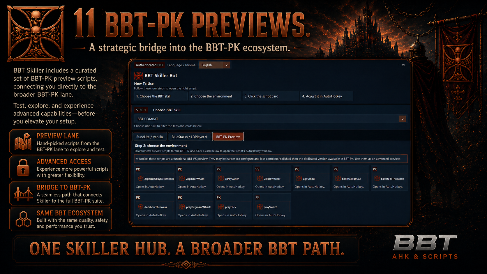 BBT-Skiller BOT interface with OSRS skilling scripts, mobile scripts and skill training scripts